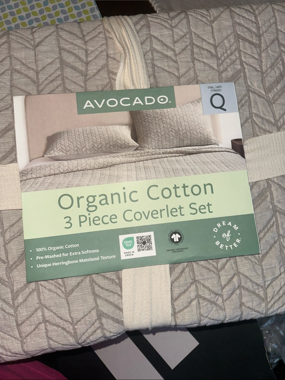 avocado Organic Cotton Coverlet Set - Cream Taupe